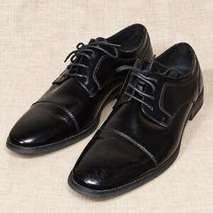 Asher Green Wilcox Dress Shoes Mens 11 Black Leather Cap Toe